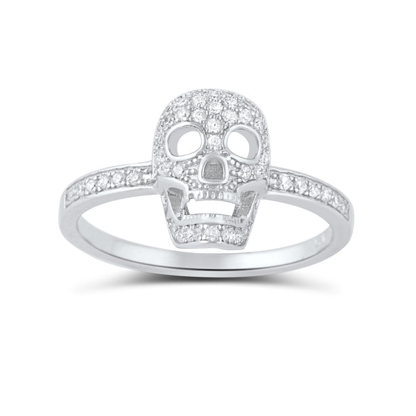 Sterling Silver Micro Pave Cz Skull Ring - SilverCloseOut - 2
