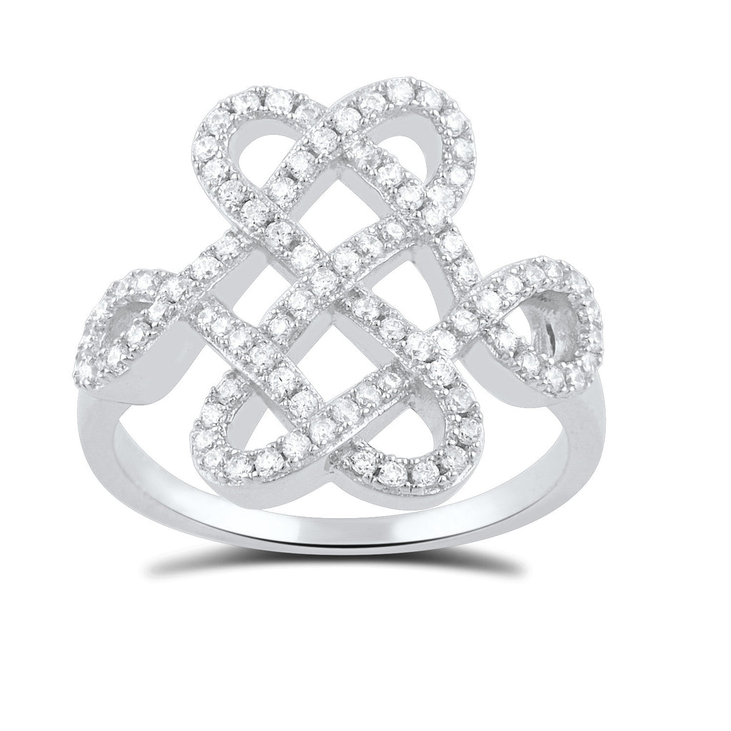 Sterling Silver Cz Solomons Knot Ring - SilverCloseOut - 1