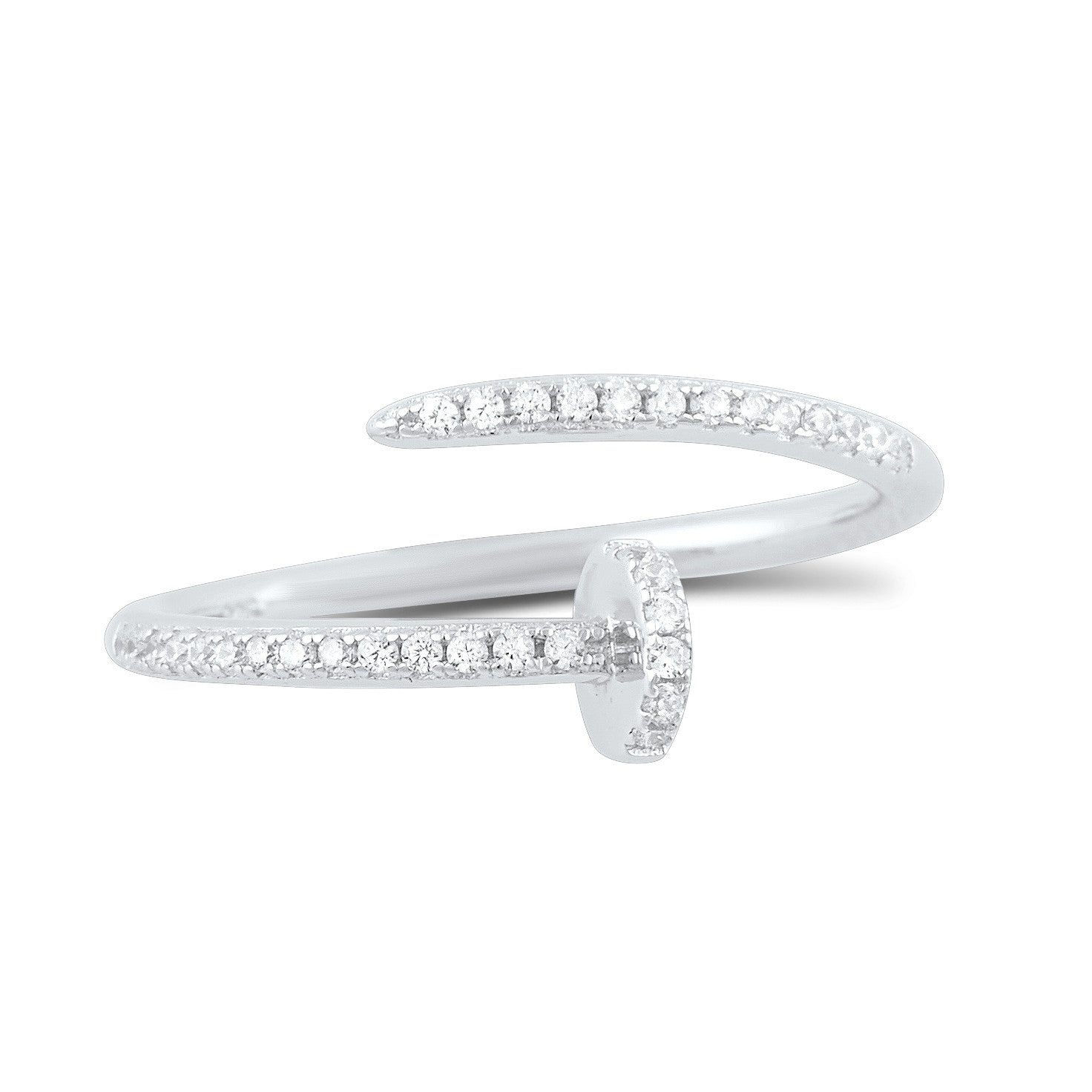 Sterling Silver Wrap Around Cz Nail Ring - SilverCloseOut - 2