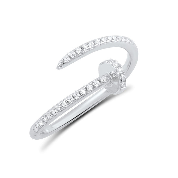 Sterling Silver Wrap Around Cz Nail Ring - SilverCloseOut - 1