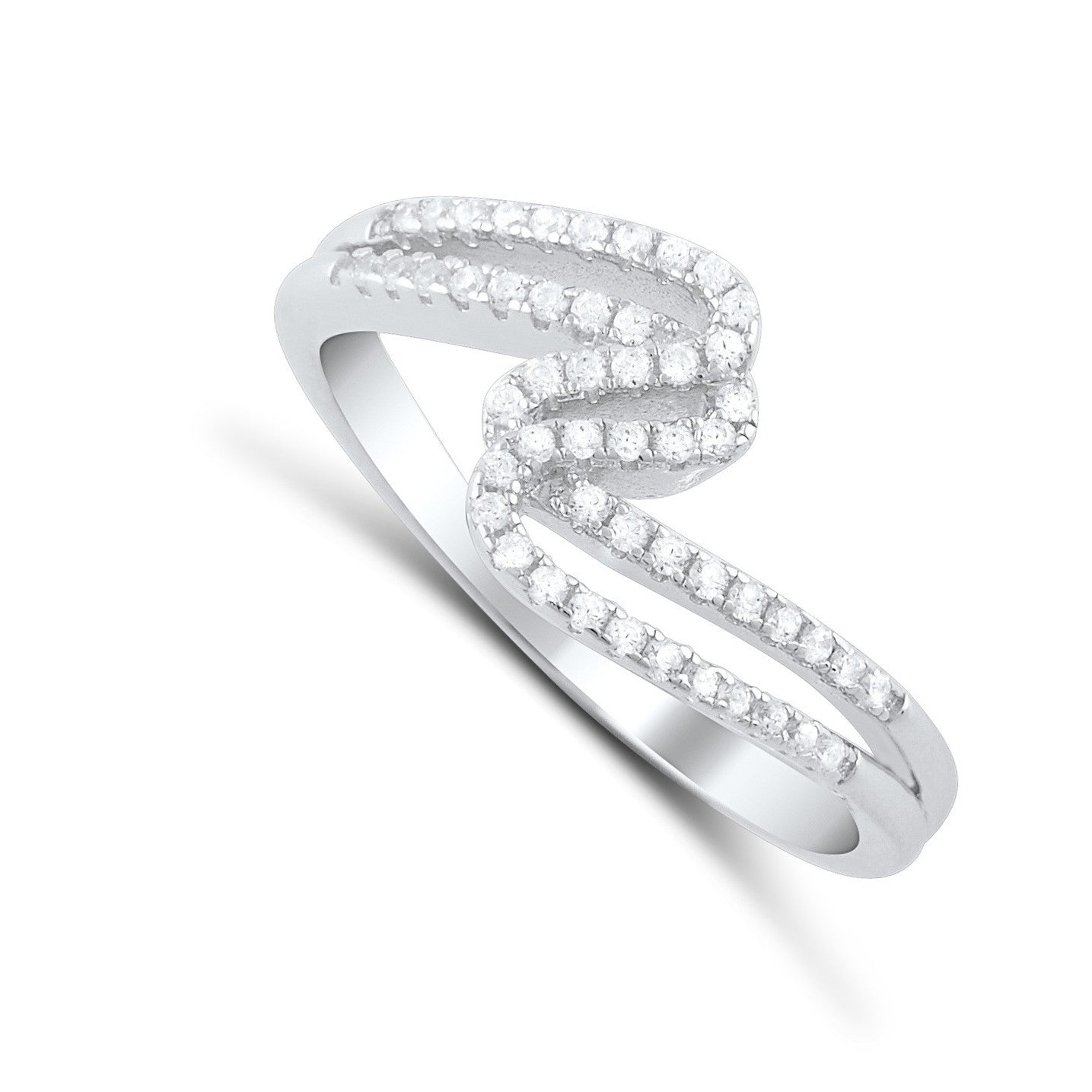 Sterling Silver Cz Zig zag Thread Ring - SilverCloseOut - 1