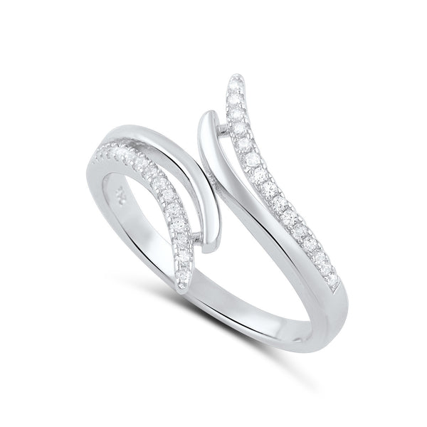 Sterling Silver Cz Wrap Around Bypass Ring - SilverCloseOut - 1
