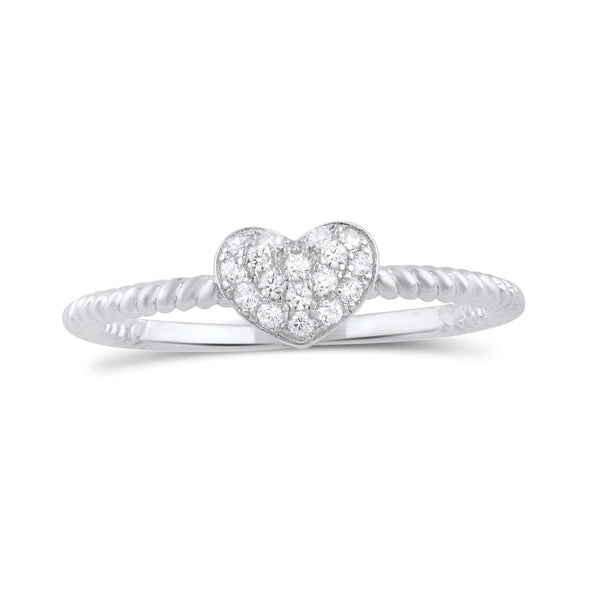 Sterling Silver Cz Stackable Rope Heart Ring - SilverCloseOut - 2
