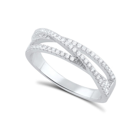 Sterling Silver Cz Wrap Around Thread Ring - SilverCloseOut - 1