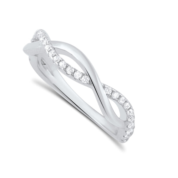 Sterling Silver Cz Stackable Twisted infinity Ring - SilverCloseOut - 1