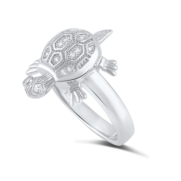Sterling Silver Cz Turtle Ring - SilverCloseOut - 1