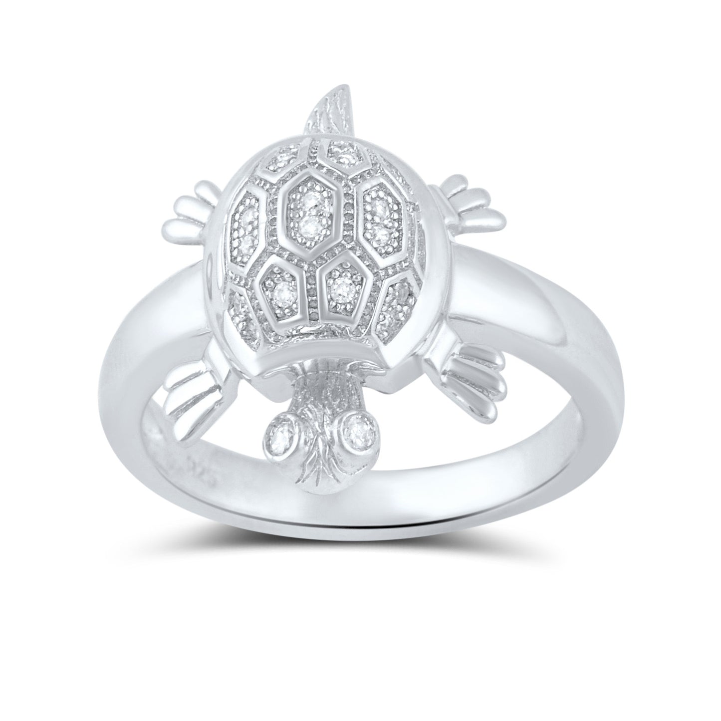 Sterling Silver Cz Turtle Ring - SilverCloseOut - 2