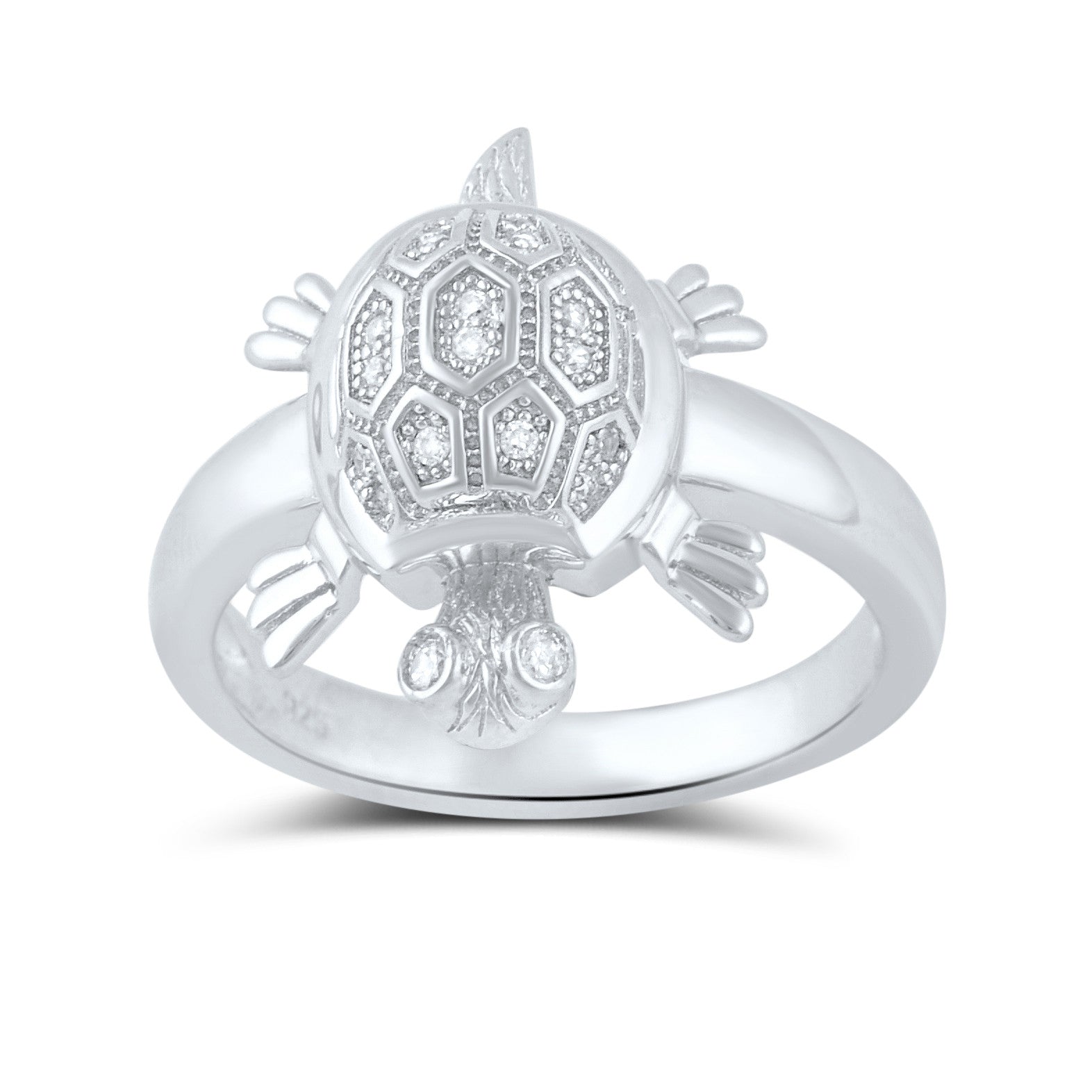 Sterling Silver Cz Turtle Ring - SilverCloseOut - 2
