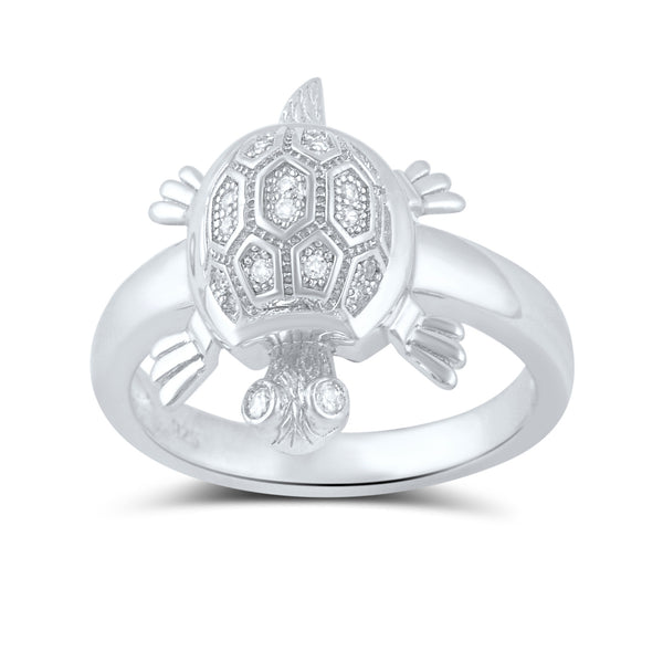 Sterling Silver Cz Turtle Ring - SilverCloseOut - 2
