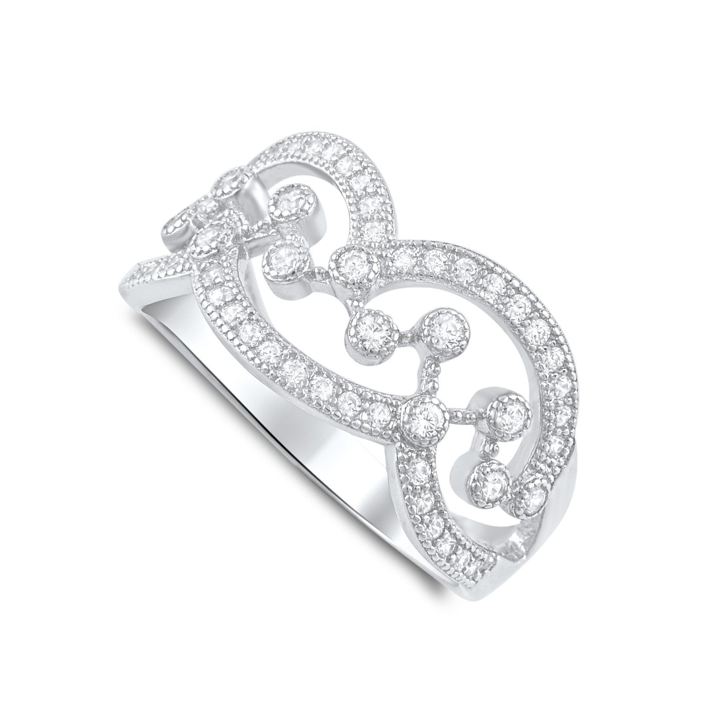 Sterling Silver Cz Free Form Chandlier Statement Ring - SilverCloseOut - 1