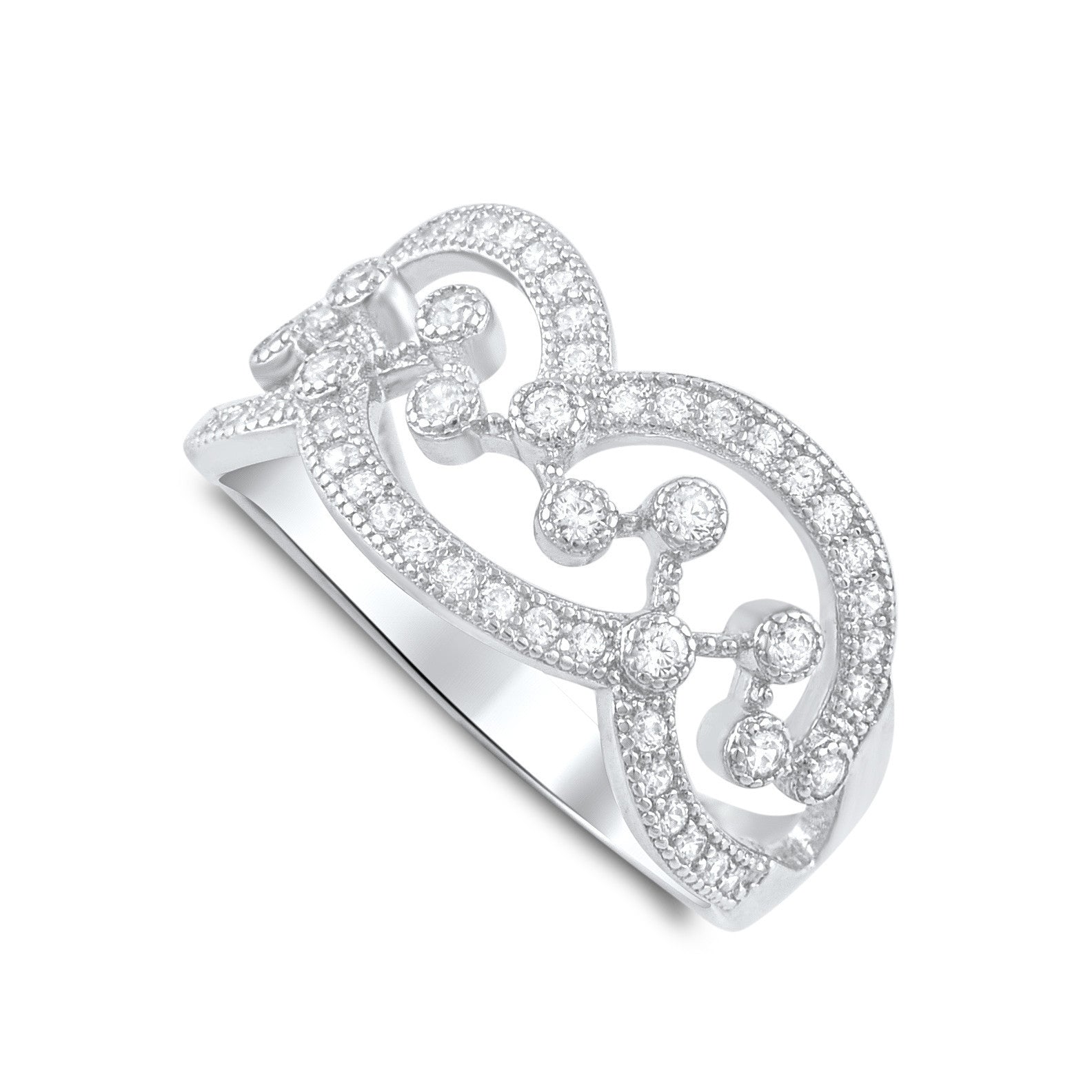 Sterling Silver Cz Free Form Chandlier Statement Ring - SilverCloseOut - 1