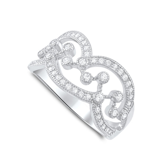 Sterling Silver Cz Free Form Chandlier Statement Ring - SilverCloseOut - 1