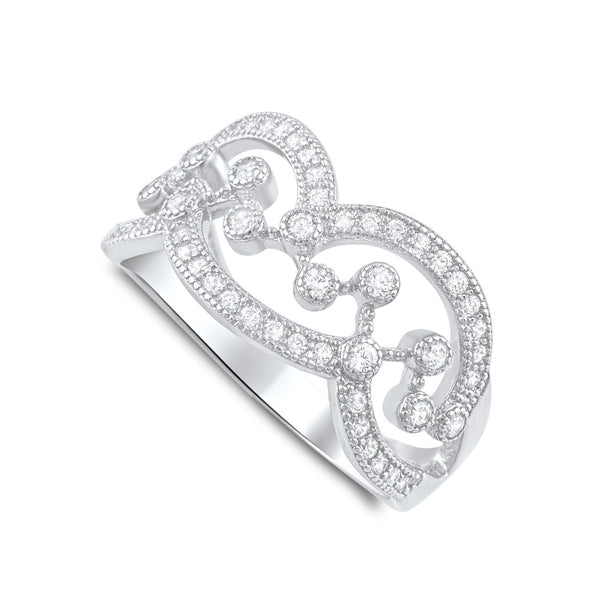 Sterling Silver Cz Free Form Chandlier Statement Ring - SilverCloseOut - 1