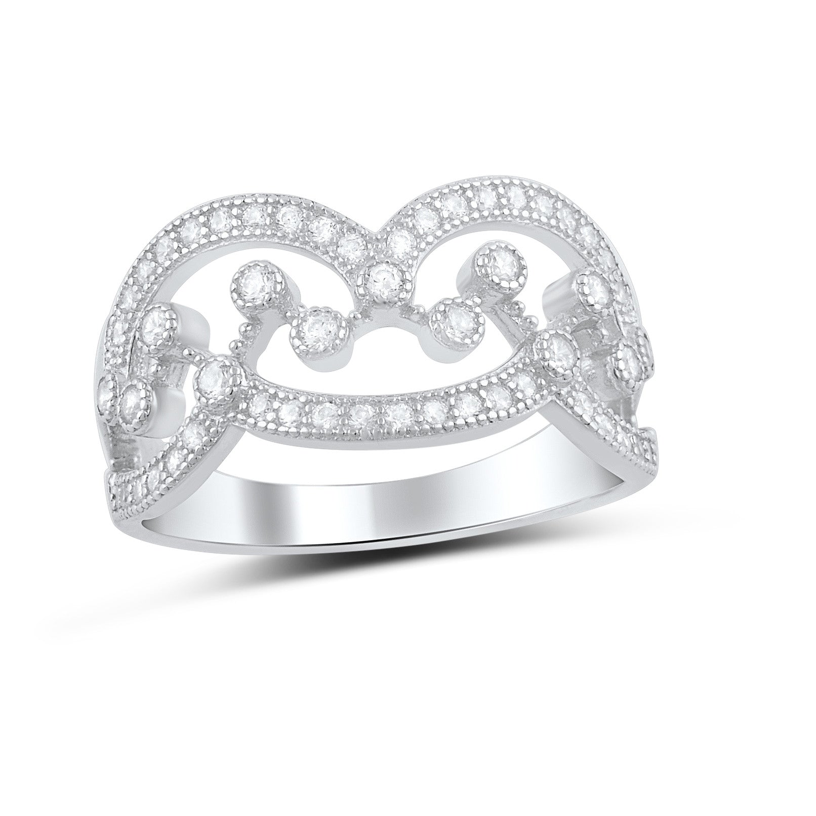 Sterling Silver Cz Free Form Chandlier Statement Ring - SilverCloseOut - 2