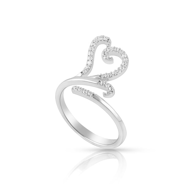 Sterling Silver Wrap Around Open heart Statement Ring - SilverCloseOut - 2