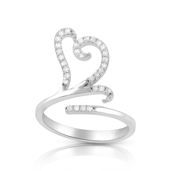 Sterling Silver Wrap Around Open heart Statement Ring - SilverCloseOut - 1