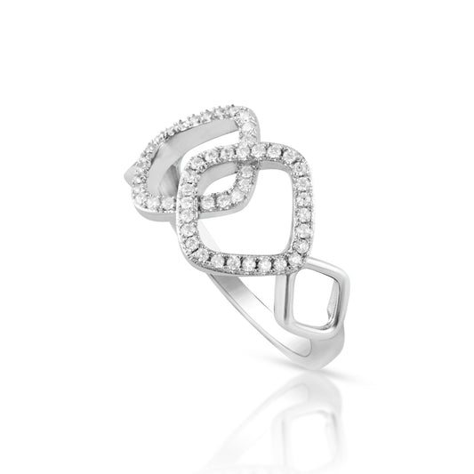 Sterling Silver Cz Interlocking Sqaure Ring - SilverCloseOut - 1