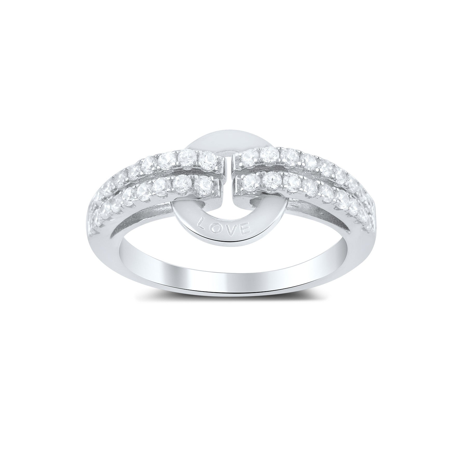 Sterling Silver Cz Circle of Love Statement Ring - SilverCloseOut - 1