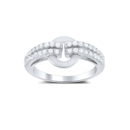 Sterling Silver Cz Circle of Love Statement Ring - SilverCloseOut - 1