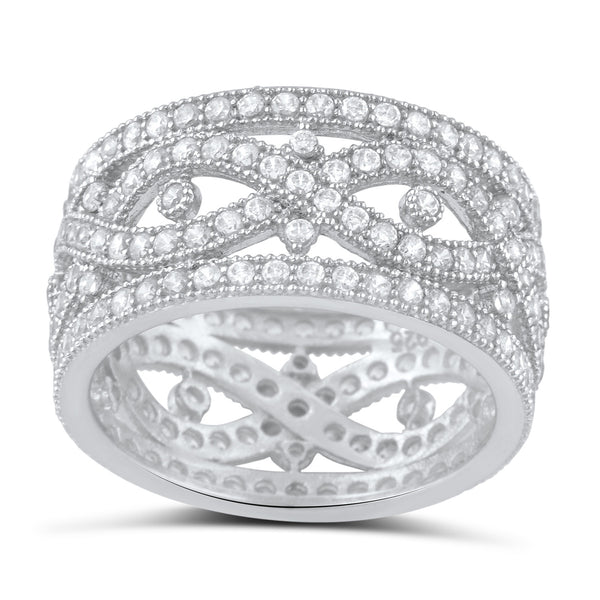 Sterling Silver Simulated Diamond Wide Infinity Statement Ring - SilverCloseOut - 2