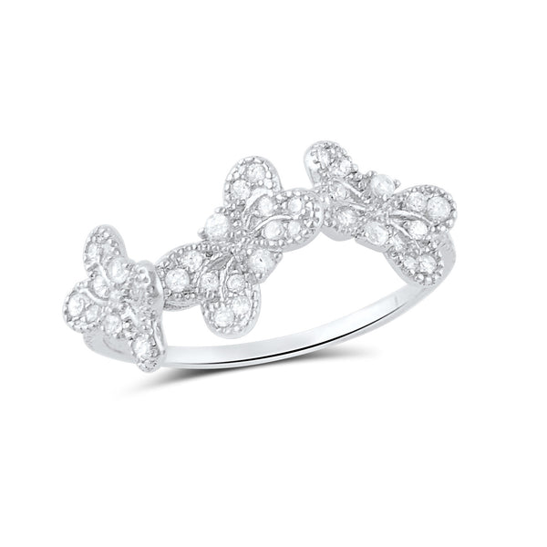 Sterling Silver Cz Stackable Butterflies Ring - SilverCloseOut - 2