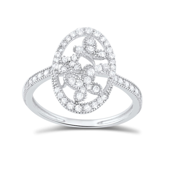 Sterling Silver Cz Filigree Flower Ring - SilverCloseOut - 2