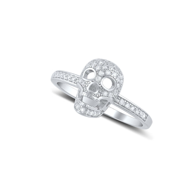 Sterling Silver Pave Cz Small Skull Ring - SilverCloseOut - 1