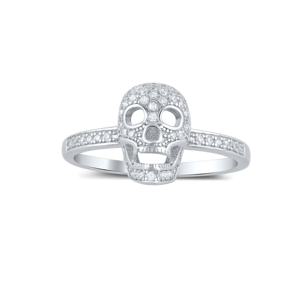 Sterling Silver Pave Cz Small Skull Ring - SilverCloseOut - 2