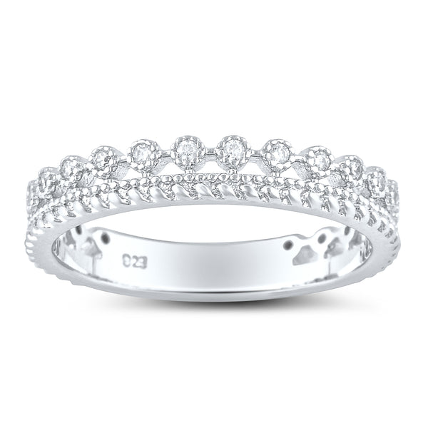 Sterling Silver Double Row Cz Eternity Ring