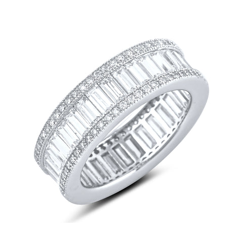 Sterling Silver Simulated Diamond Baguette Eternity Ring