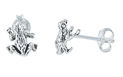 Sterling Silver Frog Stud Earrings - 8mm