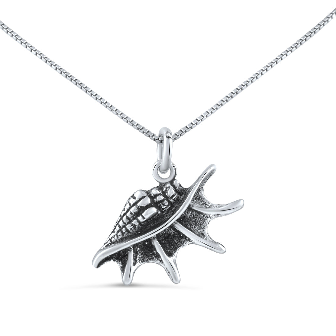 Sterling Silver Conch Shell Necklace (18" chain included)