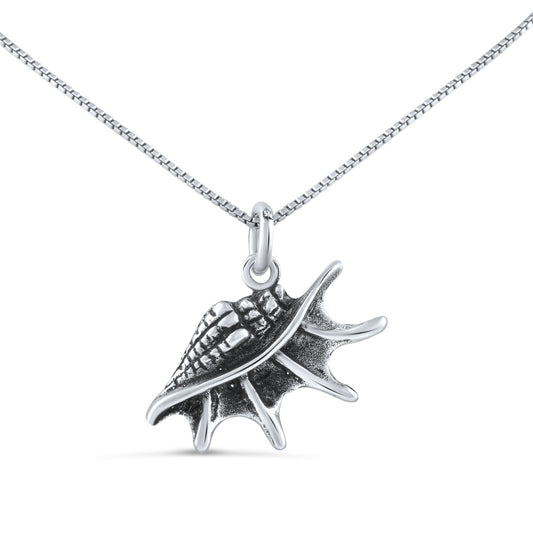 Sterling Silver Conch Shell Necklace (18" chain included)
