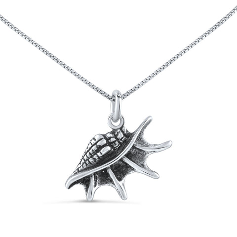 Sterling Silver Conch Shell Necklace (18" chain included)
