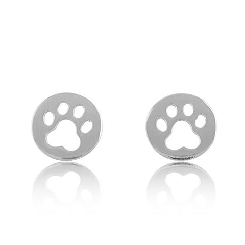 Sterling Silver Cat Paw Stud Earrings - 9mm