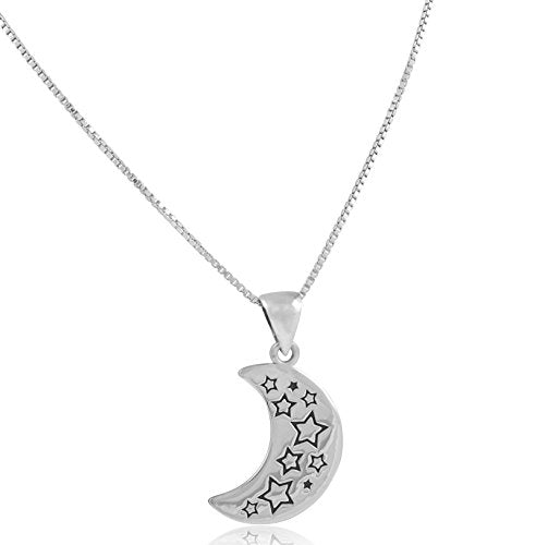 Sterling Silver I love you to the Moon and Back Necklace 18"