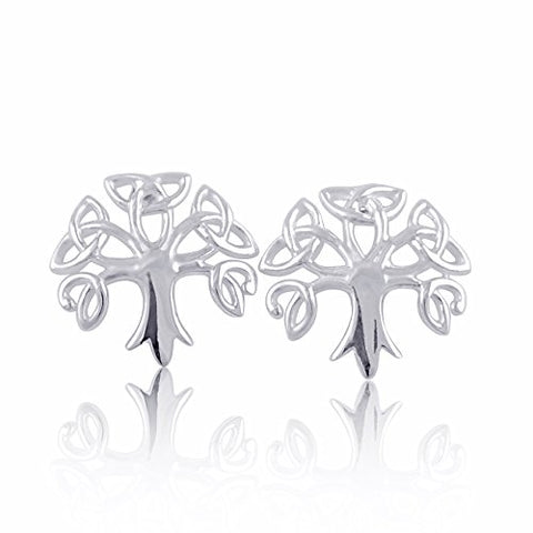 Sterling Silver Celtic Tree of life Triquetra Stud Earrings