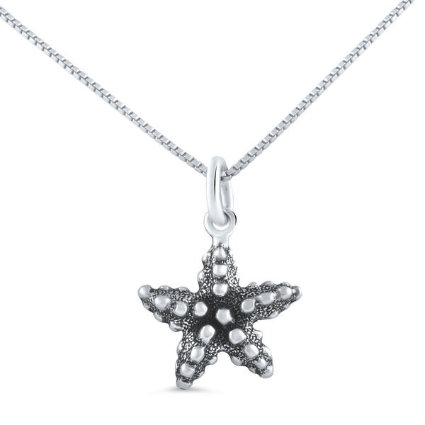 Sterling Silver Nautical Starfish Necklace (18" chain included)