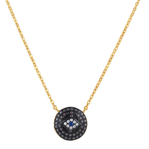 Yellow Gold Plated Sterling Silver Evil Eye Hamsa necklace