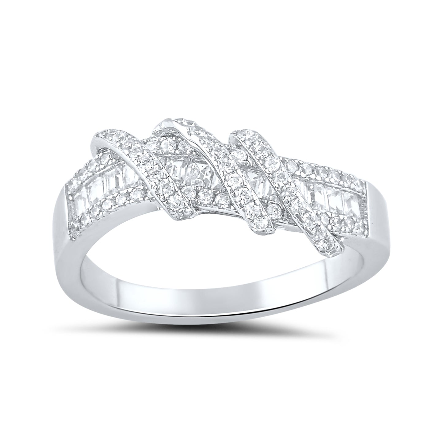 Sterling Silver Cz Wrap Around Statement Ring