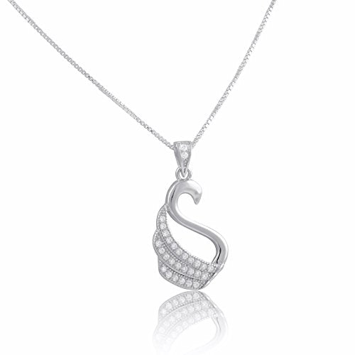 Sterling Silver Cz Swan Necklace