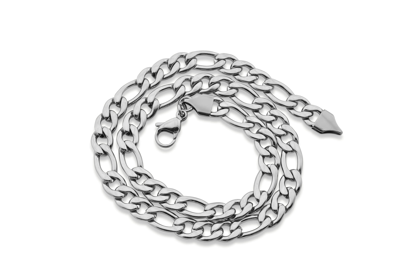 Stainless Steel Unisex Chunky Italian Figaro Chain Necklace - 7.5mm Thickness (Available in 16-30 inch Lengths )