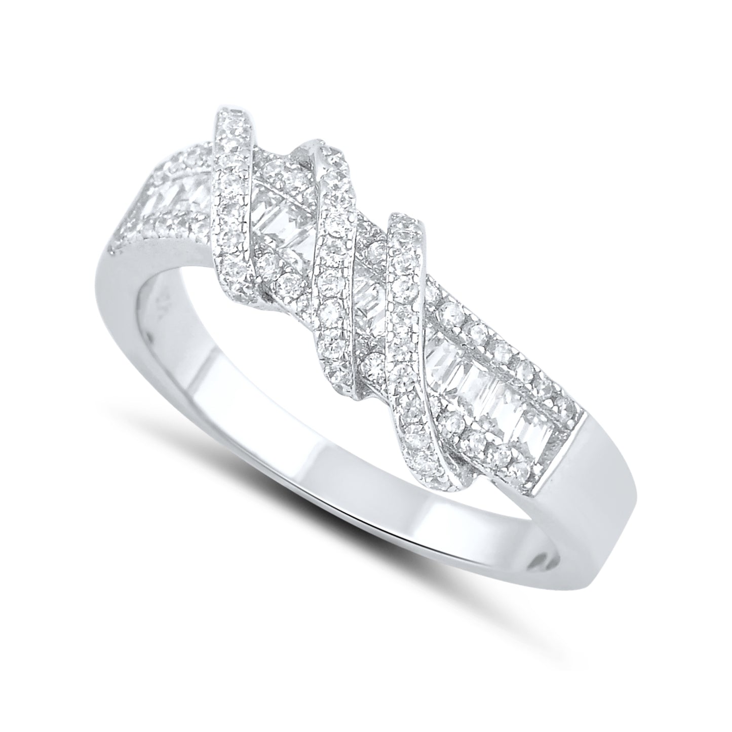 Sterling Silver Cz Wrap Around Statement Ring