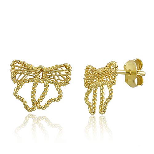 Yellow Gold Vermeil Sterling Silver Bow Stud Earrings