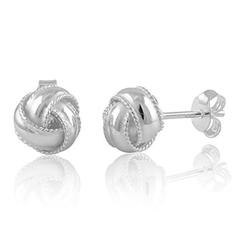 Sterling Silver Womens Dainty Love Knot Stud Earrings