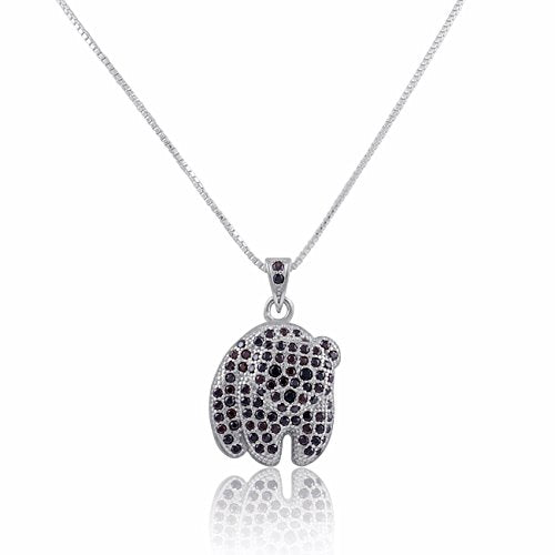 Sterling Silver Cz Panda Bear Necklace