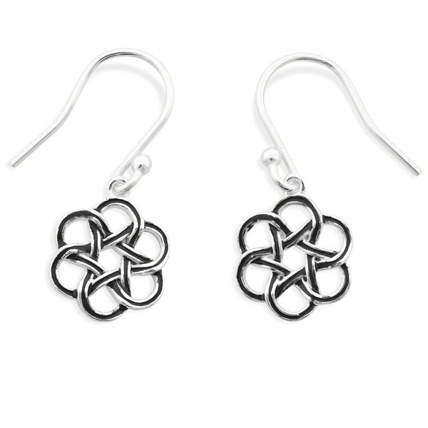 Sterling Silver Celtic Flower Dangle Earrings