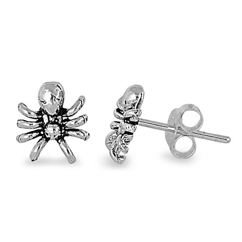 Sterling Silver Tarantula Spider Stud Earrings - 8mm
