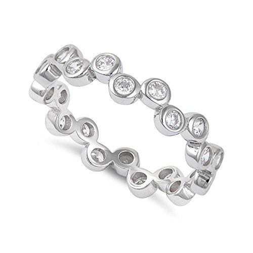 Sterling Silver Cz Stackable Bubbles Eternity Ring