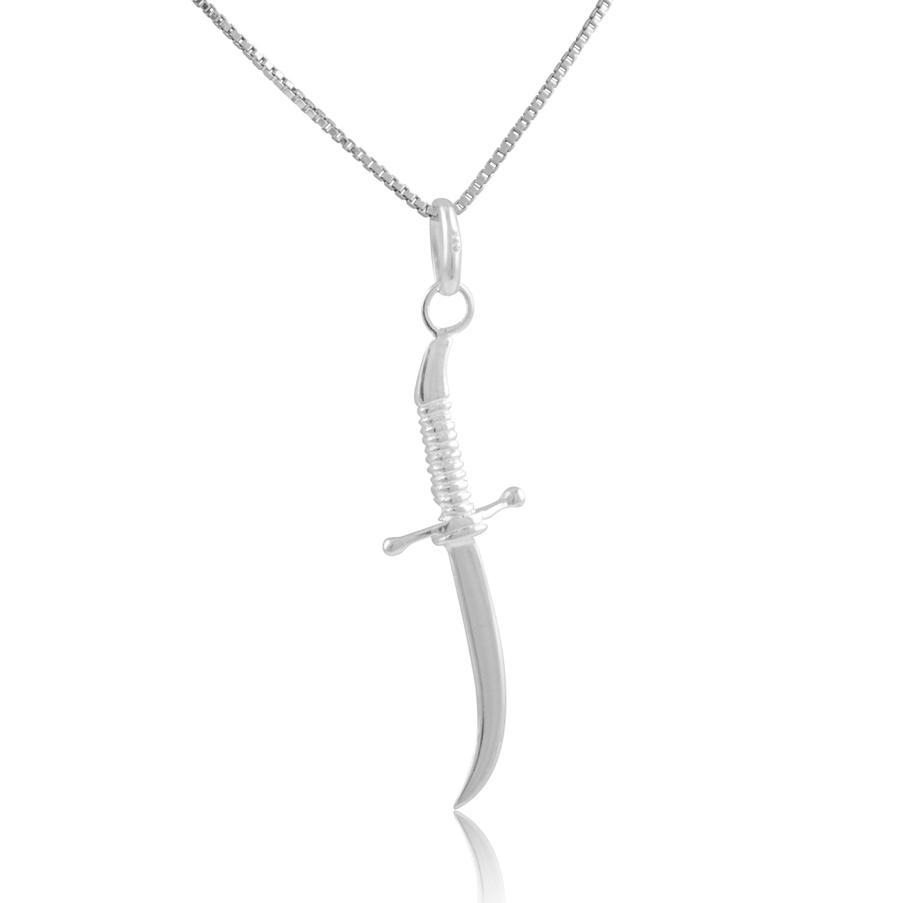 Sterling Silver Unisex Arabian Dagger Pendant Necklace